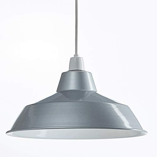 Retro Design Light Shade - Easy Fit Pendant Shade for Existing Ceiling Light - Metal Ceiling Light Shade - White Internal Finish - Lampshade for Ceiling Light - Metal Lamp Shade (Dark Grey)