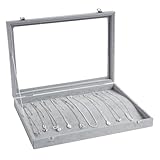 Wuligirl Clear Lid 20 Hooks Necklace Organizer Storage Box Case Jewelry Display Showcase Tray for Drawer Stackable