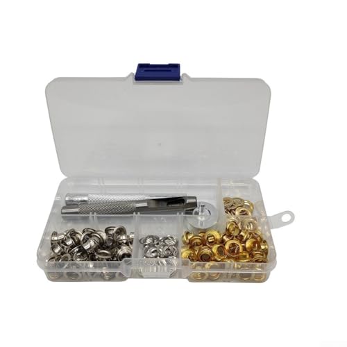 Lot de 100 œillets métalliques de 6 mm 400# pour vêtements, chaussures, chapeaux et sacs à dos, installation avec kit d'outils, construction en métal robuste, utilisation polyvalente pour travaux