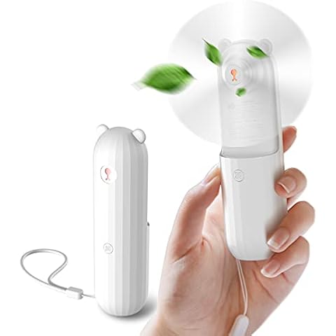 Lahuko Handheld Fan, Mini Hand Held Fan, 3500mAh Battery Operated, USB Rechargeable Mini Desk Fan, Portable Fan, Personal Fan Porket Fan for Home Office Outdoor Travel (Light White) Cover