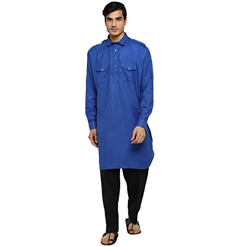 Kurta homme coton bleu Royal Kurta ensemble traditionnel de qualité