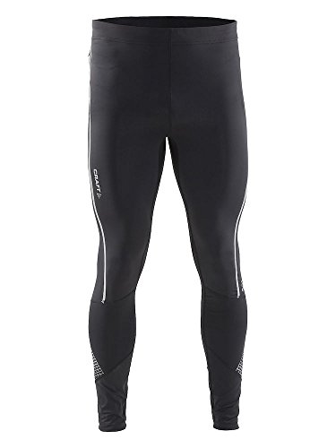 Craft Sportswear Men\'s Brilliant 2.0 High Visibility Reflective Running and Training Fitness Workout Light Tights: dryfit/cool/lightweight/protection/sun/athletic/athleisure/quick/wicking/performance/exercise/trail, Black, X-Large