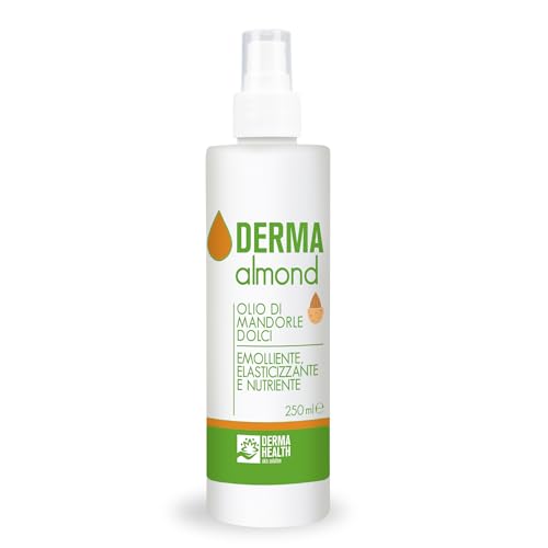 Derma Health - Olio di Mandorle Dolci 100% Naturale, per Corpo e Viso, Azione Emolliente contro Inestetismi e Rossori Cute, Aiuta a rigenerare pelli secche - 250 ml x1
