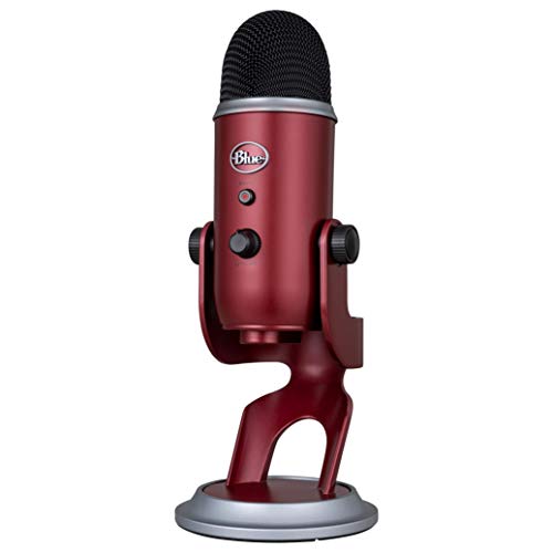 Blue Yeti USB Mic for Recording & Streaming on PC and Mac, 3 Condenser Capsules, 4 Pickup Patterns, Headphone Output and Volume Control, Mic Gain Control, Adjustable Stand, Plug & Play -Crimson Red