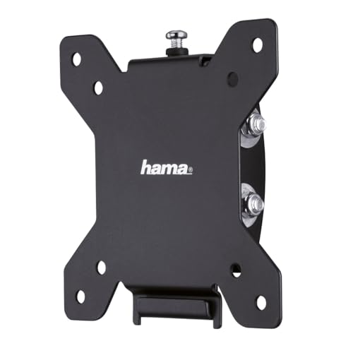 Hama TV Wandhalterung neigbar (TV Wandhalterung 10-26 Zoll VESA 75x75 und VESA 100x100 bis 30kg Easy Fix System mit Fischer-Dübeln) schwarz