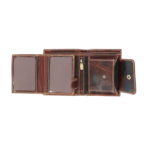 CTM Men's Oil Pull Up Leather Euro Bifold Wallet, Brown4
