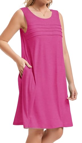 Image of CHICGAL Womens Summer Dresses Casual Loose Pleated Front Tshirt Sleeveless Tank Sundresses with Pockets 2026