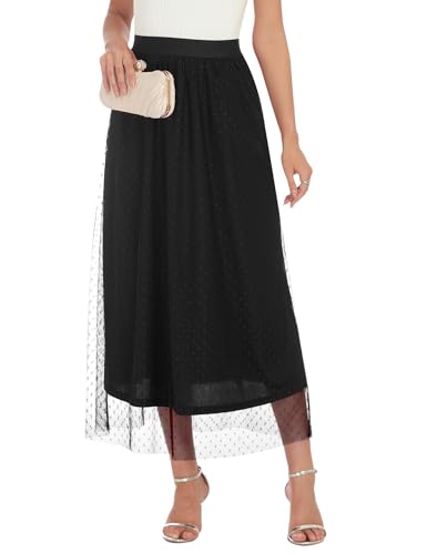 Relipop Tulle Skirts for Women Midi Long Fairy Skirt 2025 Summer Trendy A-Line Mesh Layered High Waist Skirt2