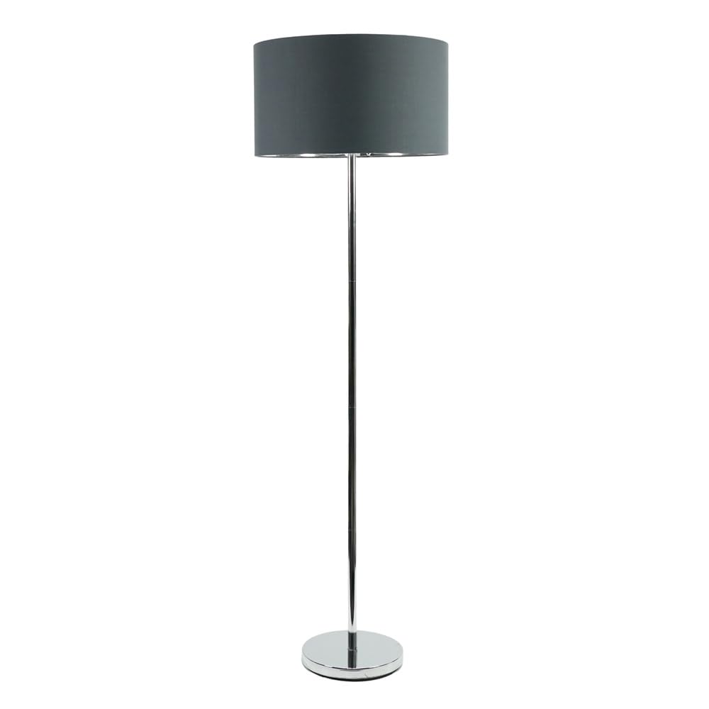 ValueLights | Charlie Brushed Chrome Plated Modern Stem Floor Lamp with Charcoal & Chrome Shade & Warm Bulb | Floor Lamps, Home Décor & Improvement Essential