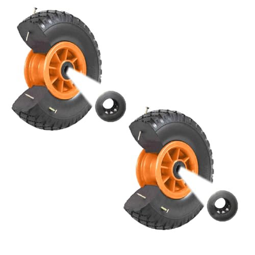 TRUTZHOLM 2X pannensicheres Sackkarrenrad 260x85mm Vollgummi 3.00-4 PU Ersatzrad für Sackkarre Rad Reifen 75mm Nabenlänge (Orange, zentrierte 75 mm Nabe)