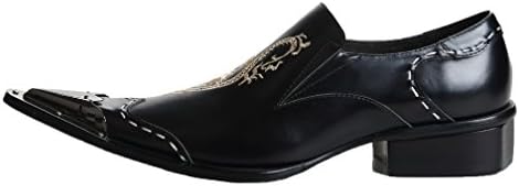 Santimon Chelsea Pointed Toe Western Embroidery Leather Dress Men Shoes Black 11 US | Image 1