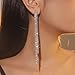 Sparkly Rhinestone Long Tassel Dangle Earrings Crystal Chandelier Dangle Drop Earrings Wedding Party Prom Earrings Jewelry for Women Gifts (Silver)