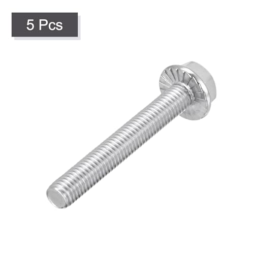 Image of uxcell M8x55mm Hex Serrated Flange Bolts Screws Metric Thread 304 Stainless Steel 5pcs