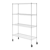 SafeRacks NSF 4-Tier Wire Shelving Rack with Wheels - 18