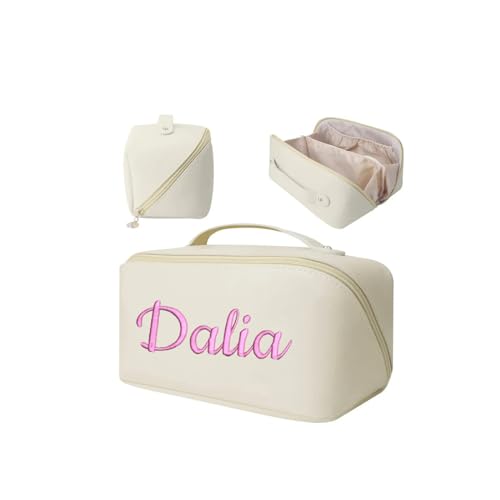 Personalisierte Make-up-Tasche Mit Initialen – Beige, 24x18 Cm, Wasserdicht, Ideales Geschenk