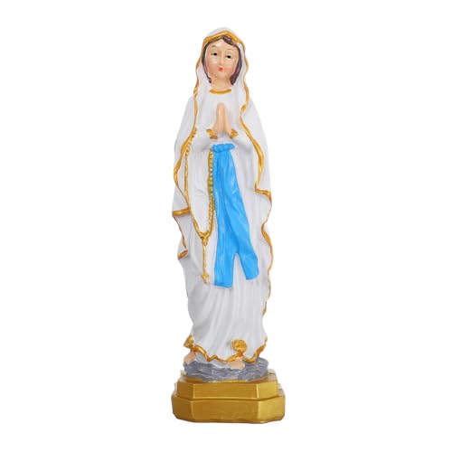 KOMI Virgin Mary Statue 7.8 Inch Our Lady of Lourdes Religious Resin Statues Catholic Blessed Mother Virgen Maria Figurine for Home Altar Decor