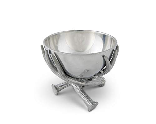 Arthur Court Aluminum Deer Antler Dip Sauce Bowl Rustic Sever Ware 5.5 Diameter X 4.75 Inch Tall #TOP4
