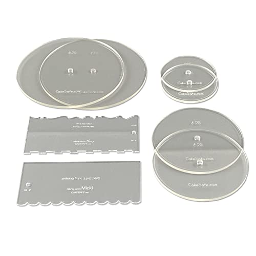 CAKESAFE Bare Necessities Cake Decorating Acrylic Disk Kit – 3 Sets - Round 4.25”, 6.25” and 8.25” Disk Sets (2 disks per size), 2-8
