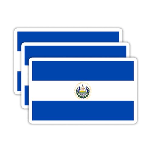 Image of (3PCS) El Salvador Flag stickers, Countries Flag Stickers - Waterproof Vinyl Decals For Laptops, Tumblers, Water Bottles, Books, Scrapbooks, Size 3 x 1.8 Inch