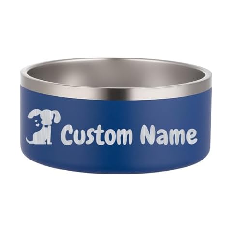 JMIPET Custom Personalized Dog & Cat Bowls - Stainless Steel Non-Slip Water & Food Dishes - Easy to Clean, Dishwasher Safe - Small, Medium, Large Sizes (Blue) Cover