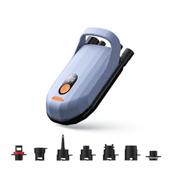 AIRBANK Pompa ad aria elettrica SUP WHALE SHARK Pro, gonfiaggio e svuotamento 20 PSI, pompa ad aria ricaricabile con per kayak, gommoni, tende (viola chiaro) (viola chiaro)