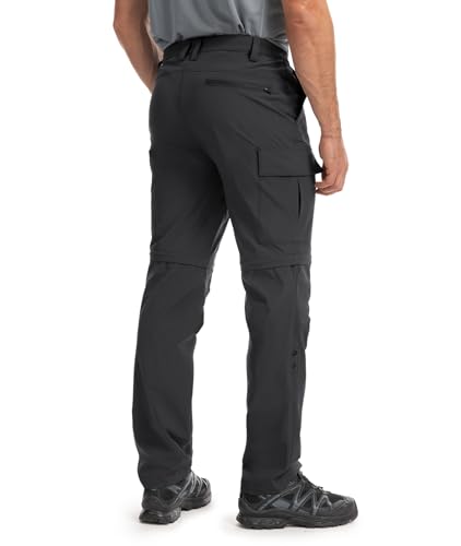 Hiauspor Wanderhose-Herren-Zip-Off-Outdoorhose-Sommer-Leicht-Trekkinghose-Atmungsaktiv-Schnell-Trockend-Funktionshose-Softshellhose-mit-5-Tiefe-Taschen (L, Dunkelgrau)