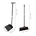 FESTFENDS 1 Set Stand-Up Dustpan and Broom Combo Set | Steel Dust Pan with Wood Handle | Natural Bristle Broom | Brush Attaches Easily to Pan for Storage