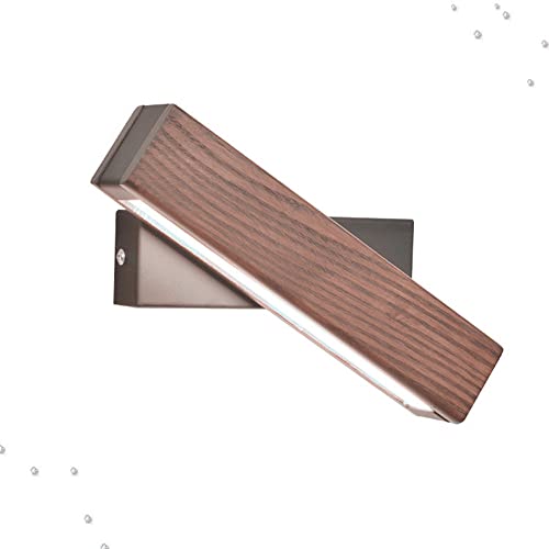 MQDLJSE Aplique de Pared LED Moderno, lámpara de Lectura para Dormitorio, Sala de Estar, Pasillo, Hotel, 3 Modos de Color (3000K + 6000K + 4000K), iluminación de Pared de Madera de Nogal,