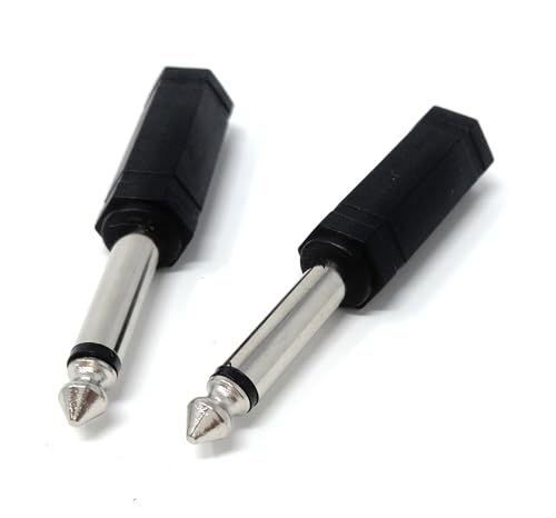 DRUT 2pcs 6.35mm 1/4 Mono Jack Plug to 6.35mm 1/4 Stereo Socket Cable Converter Adapter (Black) - Image 3