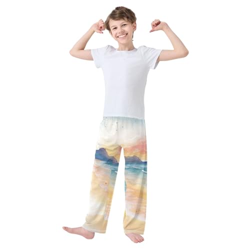 Boys' Pants Beach Waves Colorful Painting Long Bottoms Jogger Pants Elastic Waist Trousers with Pockets S-XL2