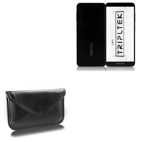 BoxWave Case Compatible with Tripltek Mini - Elite Leather Messenger Pouch, Synthetic Leather Cover Case Envelope Design - Jet Black