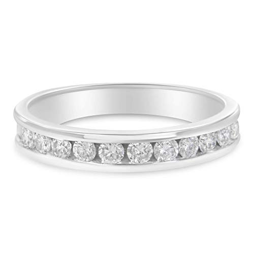 Original Classics IGI Certified 1/2 Cttw Round Brilliant Cut Diamond 18K White Gold Channel Set Eternity Style Wedding Band Ring (H-I Color, I1-I2 Clarity) - Size 6-1/2