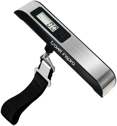 travel inspira Digital Luggage Scale – Portable Hanging Suitcase Weight Scale for Travel, 110 lb Capacity, Backlit LCD Display, Prevents Airport Overweight Fees, Battery Included