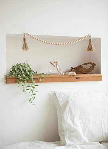 image for Mkono Wooden Beads Garland with Tassels 3 Pcs Prayer Beads Farmhouse R