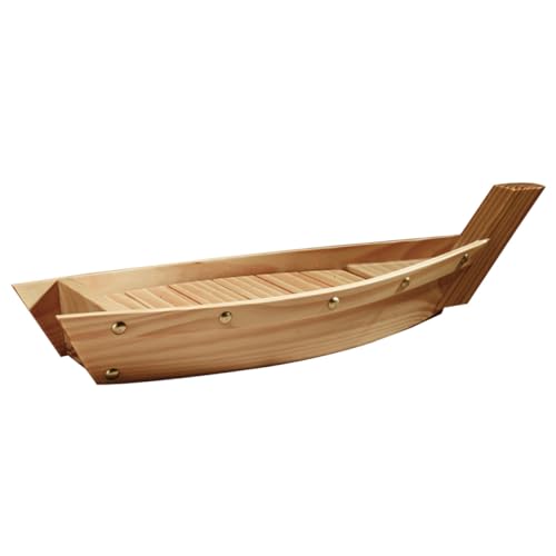 VICASKY Plateau à Sushis en Bois Forme Bateau Taille S 33x15x6 Cm Couleur Bois Naturel, Assiette Service Japonaise pour Maison et Restaurant, Plat Collations...