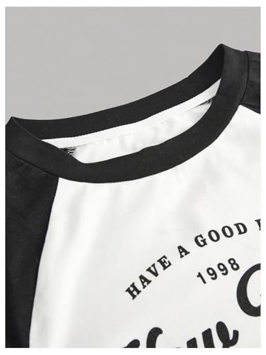 COZYEASE Girl's Color Block Graphic Tees Long Sleeve Crew Neck T-Shirt Ruched Fitted Tops3