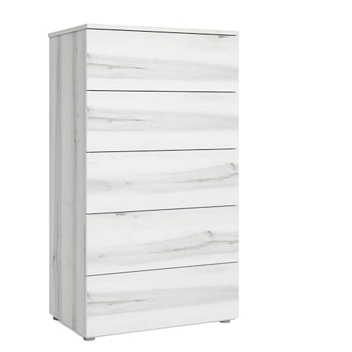 Miroytengo Sinfonier Cómoda 5 Cajones Mueble Cajonera Cómoda Alta Lyon Blanco Albo 62x111 cm
