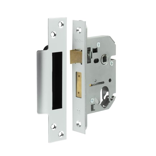 Kooples Hardware Oval Profile Sashlock – Mortice Lock for Oval Cylinder with Latch & Deadbolt – Internal & External Timber Door Lock with Strike Plate & Fixings (Satin Chrome, 65mm)