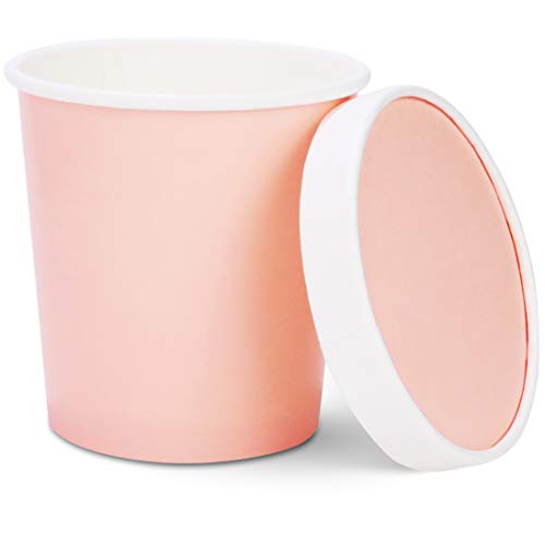 Glowcoast Ice Cream Containers With Lids - 16 oz Pint Ice Cream Storage Container for Homemade Icecream. Freezer-Safe Tub with Lid Protect Frozen Desserts like Yoghurt (Peach, 25)