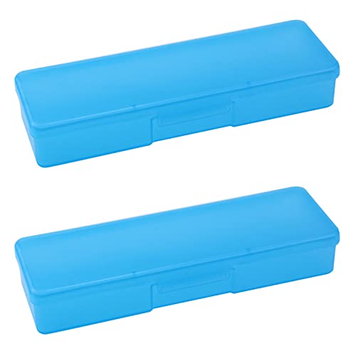 Image of 4PCS Clear Thin Rectangle Storage Containers Box Pencil Case (Blue)