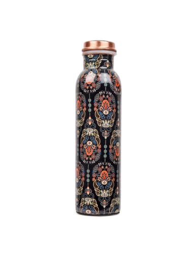 Image of Pure Copper Water bottle | 100% Pure Copper Water Bottle I Leak Proof & Rust Proof I Copper Bottle for Home, School & Office | Matte Finish (Black Kery, 1)