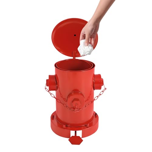 Bote de basura retro de metal con pedal 4.82L rojo