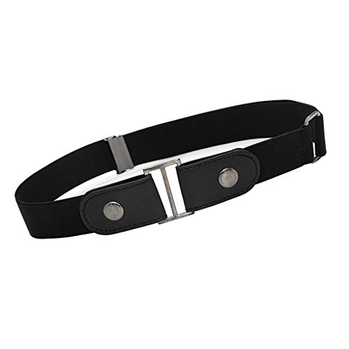 gazechimp Cinto Elástico De Couro Sem Fivela Para Homens E Mulheres Sem Bojo Cinto Invisível - Preto