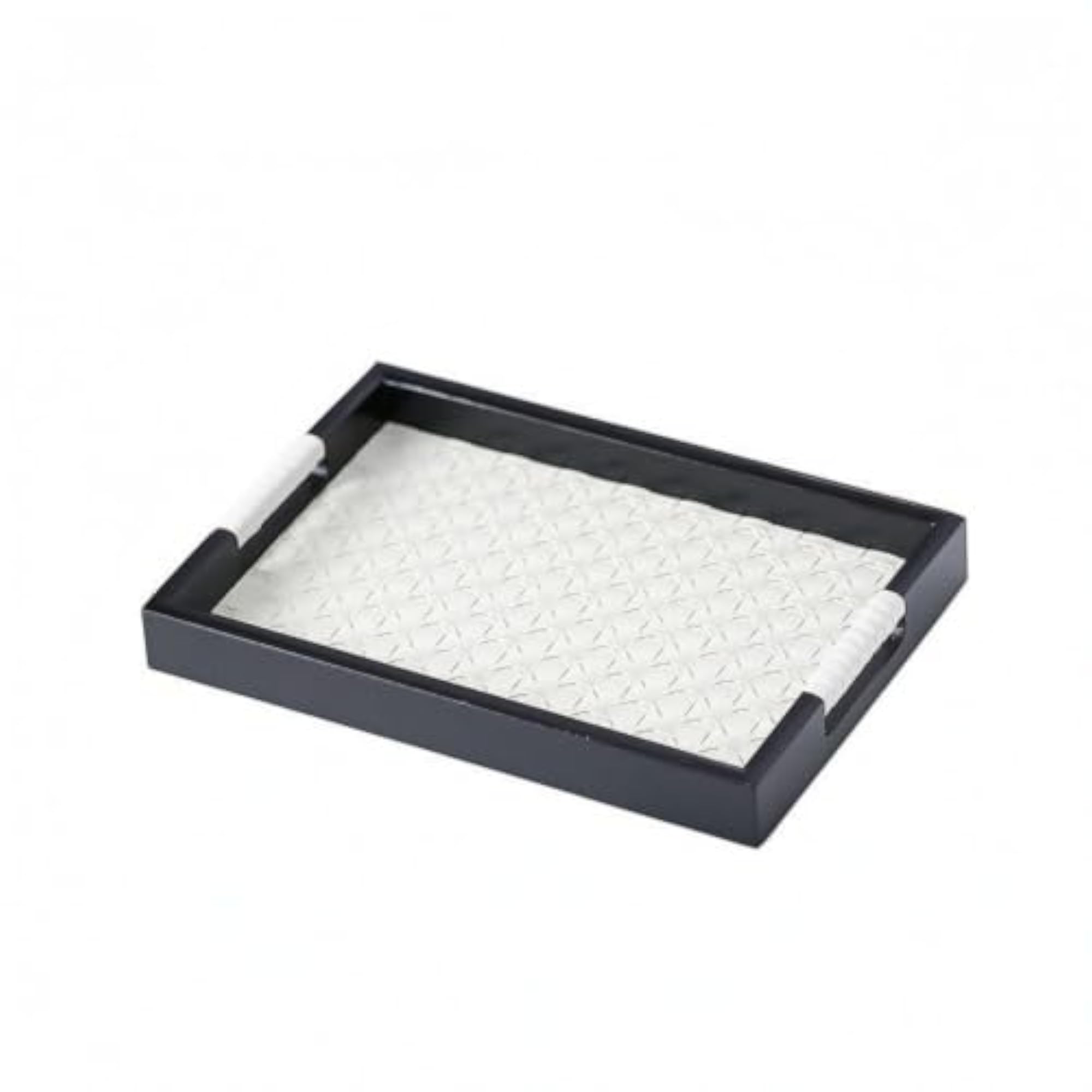Rectangular Wooden Tray with Leather Surface, Modern Design