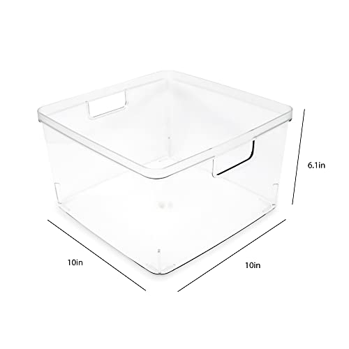 Isaac-Jacobs-2-Pack-Square-Clear-Storage-Bins-10-L-x-10-W-x-61-H-Cutout-Handles-Plastic-Organizer-for-Home-Office-Kitchen-FridgeFreezer-Bathroom-BPA-Free-Food-Safe-2-Pack-Square