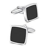 Mr.Van Cufflinks,Schwarz Achat Schmuck Business Herren Manschettenknöpfe Set für Hemd Hochzeit Festival Geburtstag Weihnachten Geschenk Tanzparty