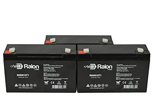 Raion Power RG0612T1 6V 12Ah Replacement SLA Battery for Dual Lite 12-804 Emergency Light - 3 Pack