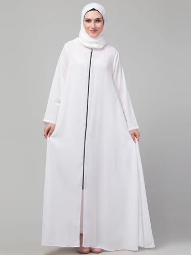 Image of Mallika Women Modest Wear Nida Matt Front Open Zipper Abaya Burkha for Everyday use