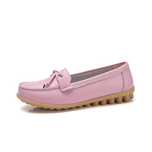Image of Momuk Women's Penny Loafers Leather Driving Moccasins Slip On Boat Shoes Fashion Comfort Flats