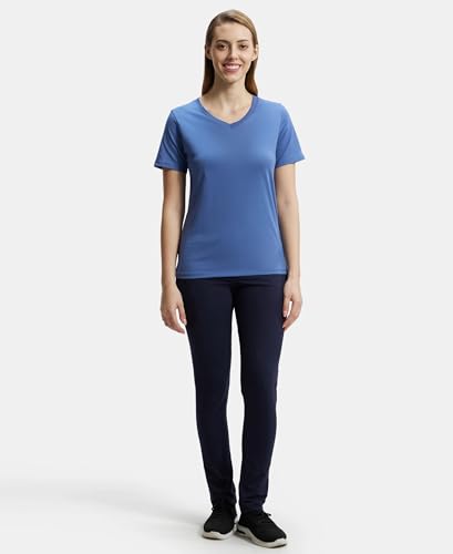 Image of Jockey AW89 Women Super Combed Cotton Rich Fabric Relaxed Fit V-Neck Half Sleeve T-Shirt